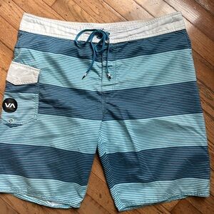 Men’s RVCA Blue Swim Trunks, Size 36